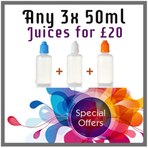 3 x 60ml E-Liquid Bottles for £20 Deals, Offers & Samples